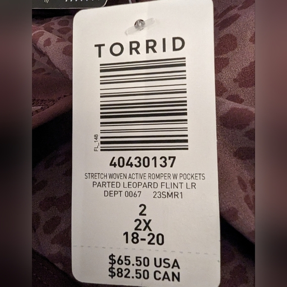 Stretch Woven Active Romper With Pockets, plus size 2x, leopard print - Picture 6 of 13